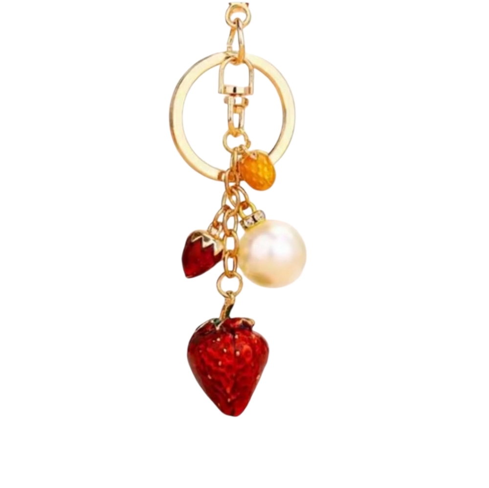 Strawberry and Pearl car key chains Lady  bag charm